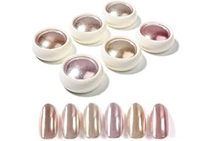 GZMAYUEN Rose Gold Nail Chrome Powders, 6 Colors Gold Chrome Powder for Nails Metallic Mirror Nail Powders Nail Art Decorations