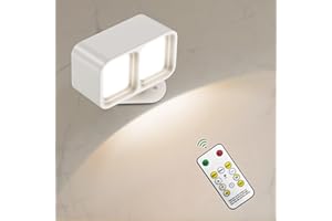 Auzev LED Wall Mounted Lights,Wall Lamps with 3 Color Temperatures &3 Brightness Levels Rechargeable Battery Operated Magnetic Ball 360°Rotation Remote Control,Lamps for Reading Bedside(White-1P)