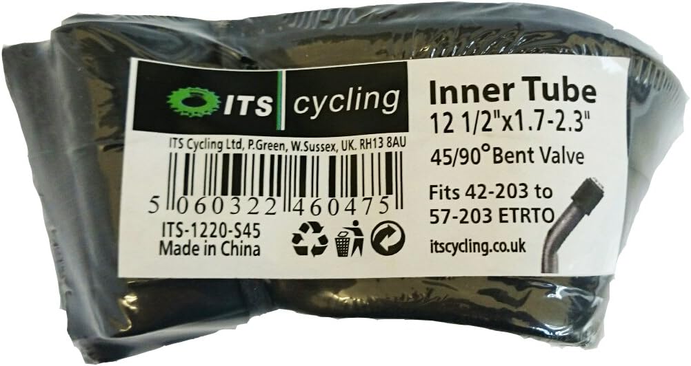 12" Bent Valve Inner Tube for Pram Pushchair stroller, Children's Bike, Phil and Teds1.75-2.3" ITS Brand