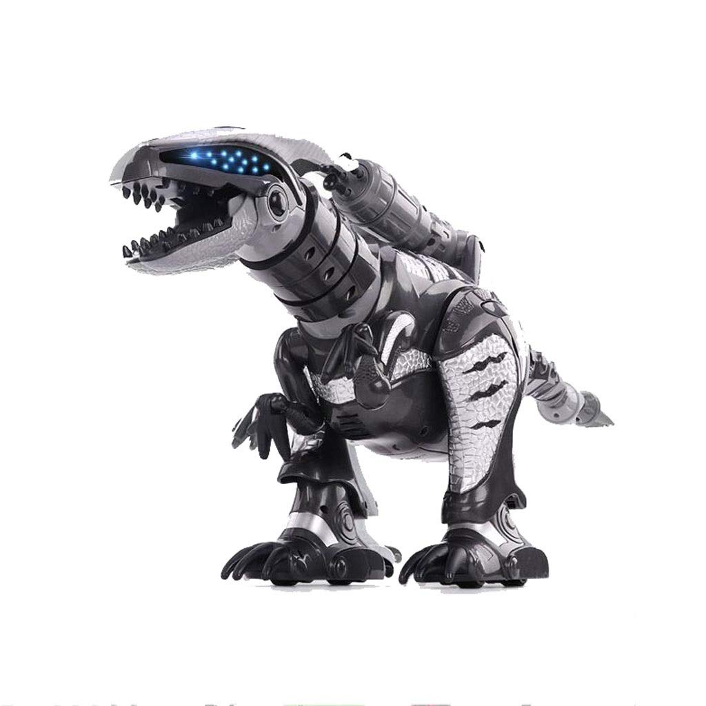 black and white robot dinosaur