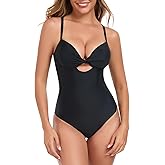 Colloyes Women's Push Up Twist Front Cutout One Piece Swimsuits Crisscross Back Bathing Suits Adjustable Straps Swimwear