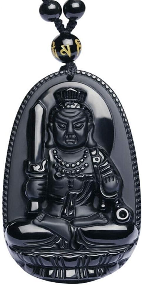Women's Necklaces Men's Necklaces Jade Buddha Pendant Necklace Bodhisattva Amulet Talisman Made of Obsidian Gemstone (Acala Buddha)