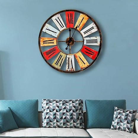 Amazon 680 680 Mm をハンギング表アメリカンカントリー北欧錬鉄時計ウォールハンギング色ヨーロッパのレトロミュート壁掛け時計 ファッションリビングルームシンプルなヨーロッパのアンティーク 時間厳守 置き時計 掛け時計 オンライン通販