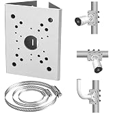 Universal Metal Security Camera Vertical Pole Mount Bracket with 6 Loops | Adjustable Fit, Durable Steel, Multi Clamp Loops, Wide Compatibility, Rust Resistant, Easy Installation