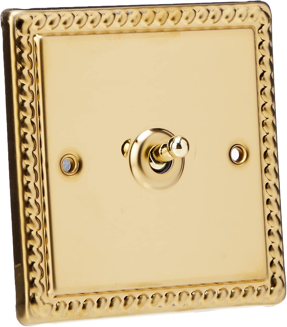 Varilight XGT1 1G 1 or 2 Way 10A Classic Toggle Georgian Brass Switch