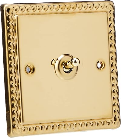 Varilight XGT1 1G 1 or 2 Way 10A Classic Toggle Georgian Brass Switch