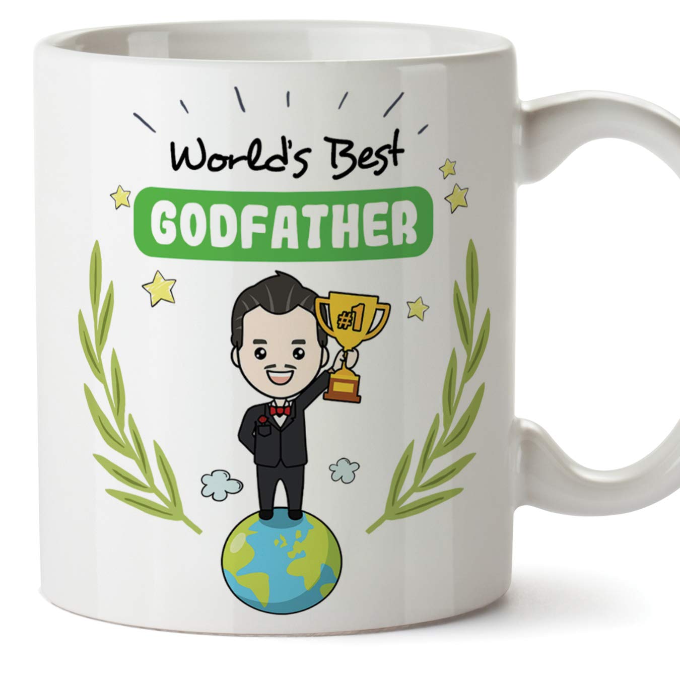 MUGFFINS Godfather Mug/Cup - World's Best Godfather - Coffee Mug for Breakfast/Easter Gift Idea/Birthday Presents for Goduncles/Baptism Gift/Ceramic 1