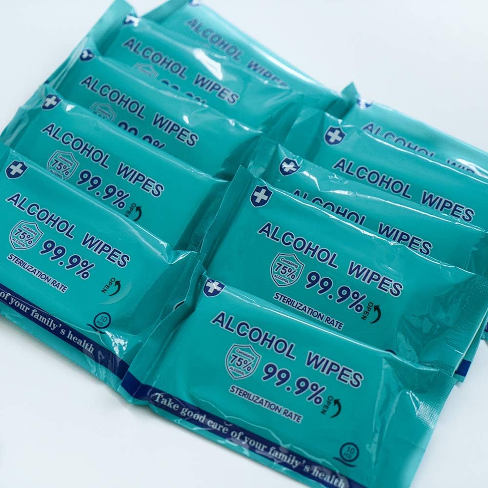 10 Packs Wipes, Hand Wipes, Cleaning Wipes for All Purpose Cleaning, 100 Pcs Wipes Total