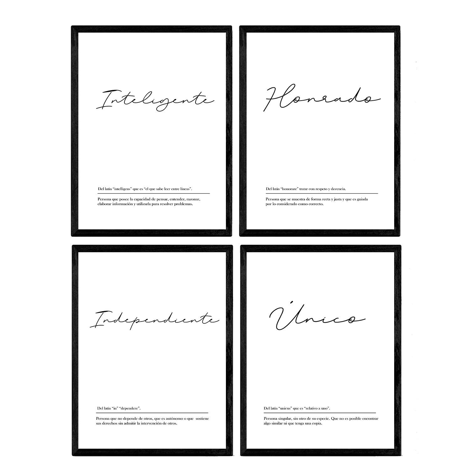 Nacnic Set of four sheets with definitions of words for my boyfriend Couple Vintage Poster background A4 size unframed