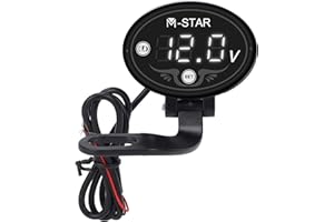 Acouto Motorcycle LED Voltmeter Motorcycle LED Voltmeter Digital 9‑24V Smart Waterproof High Accuracy ABS Battery Monitor for
