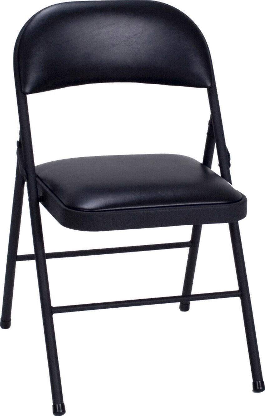 Set of 3 Folding Chairs with Vinyl Padded Seat (Black) By Cosco