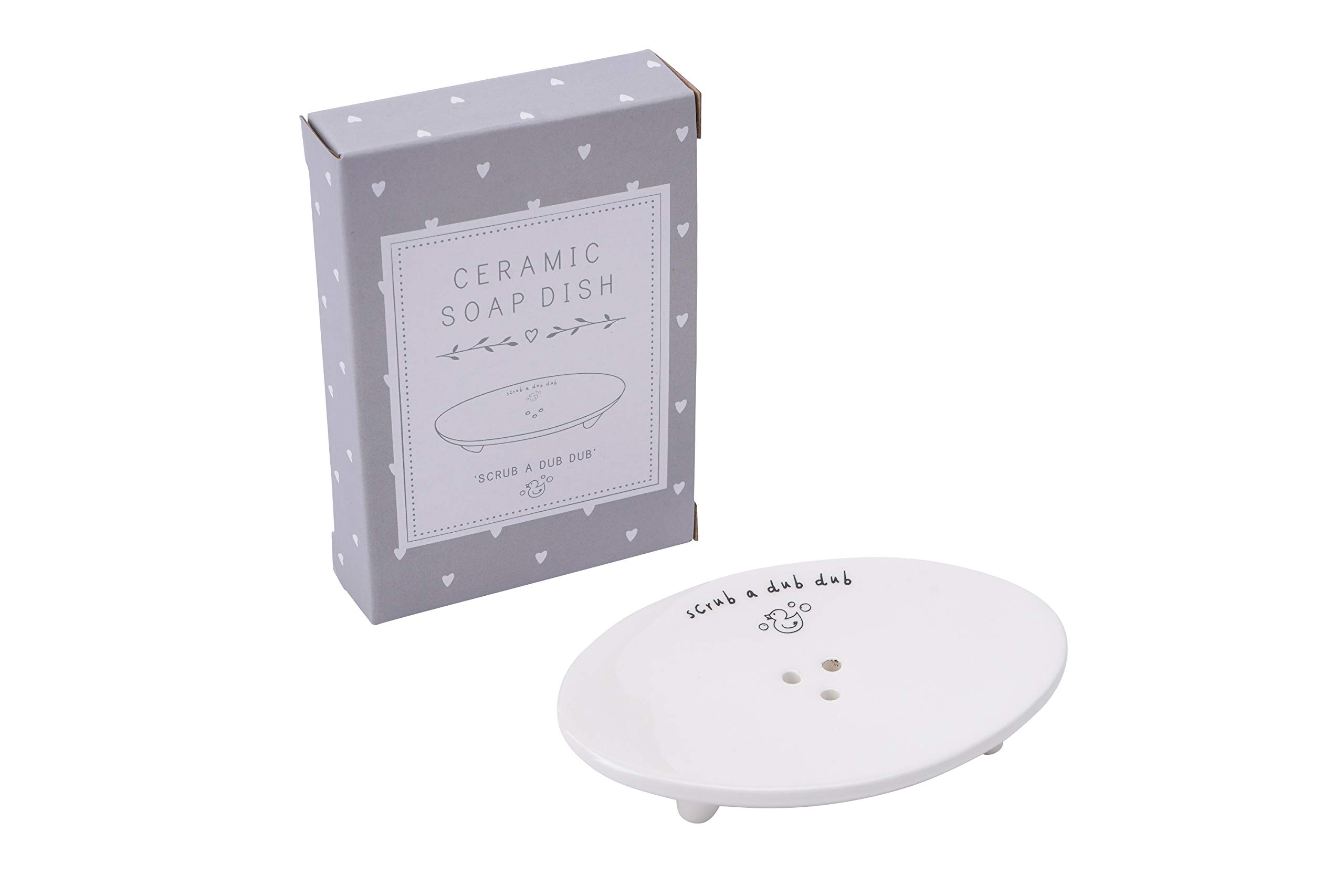 Sent & Meant by CGB Giftware 'Scrub a Dub Dub' Ceramic Soap Bar Dish, Holder, Stand, Tidy, Organiser | GB04569