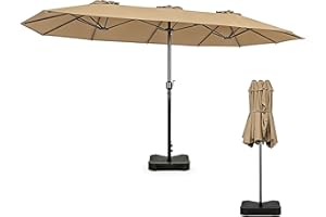 SogesHome 15ft Large Patio Umbrellas with Base Included,Outdoor Double-Sided Rectangle Big Market Umbrella with Crank Handle 