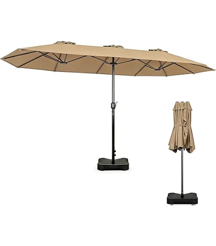 CorLiving 9.5ft Tilting Offset Patio Umbrella, Outdoor Hanging Umbrella with Crank and Cross Base, For Backyard, Deck, Garden, Patio, Black Patio, Lawn & Garden