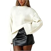 GORGLITTER Women's Oversized Sweater Crew Neck Bell Long Sleeve Loose Fall Trendy Knit Pullover Sweaters