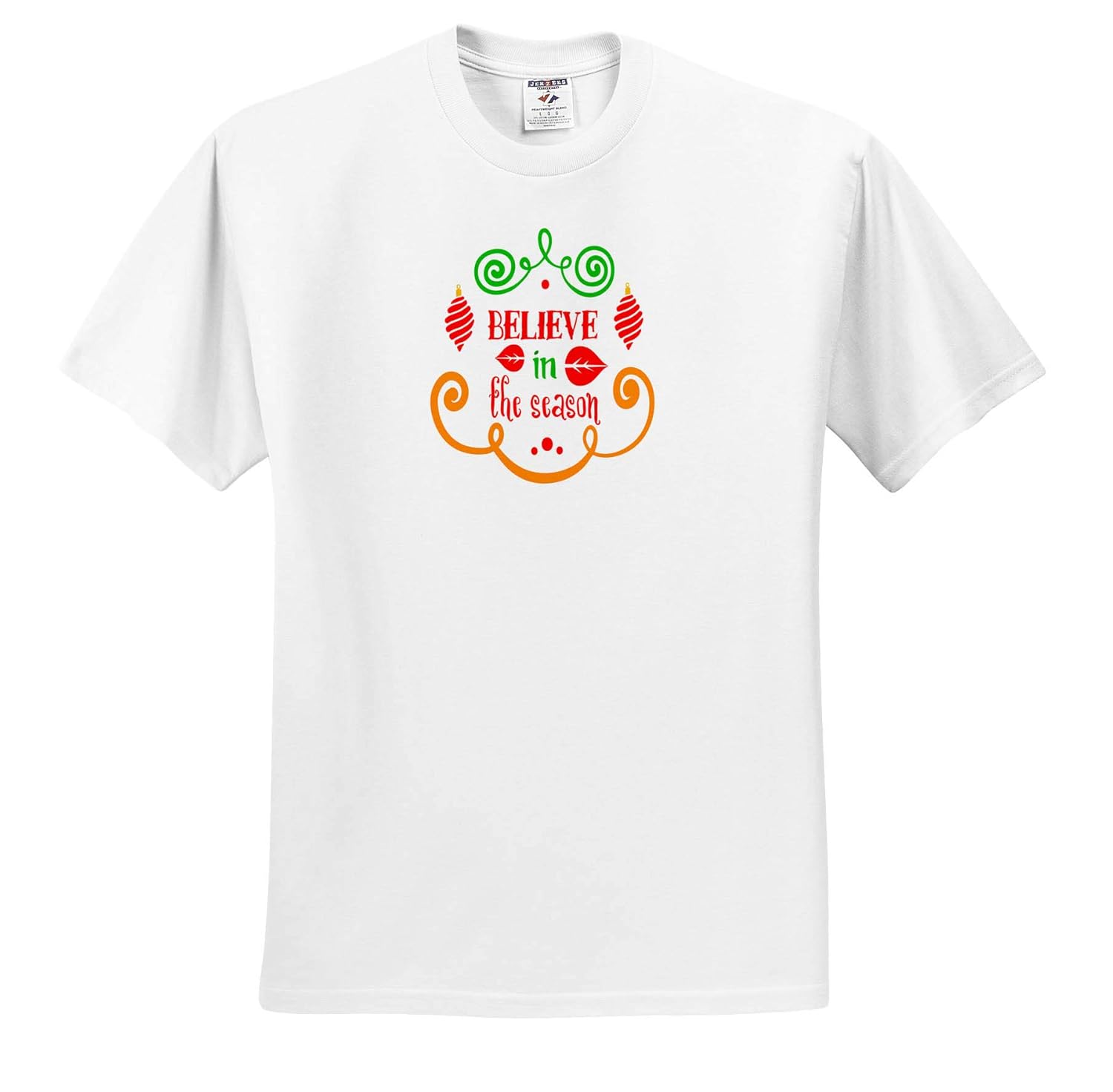 Holidays and Typography Believe in The Season 3drsmm 3dRose AmansMall Winter T-Shirts Christmas Typography