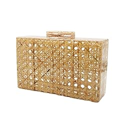 RomanticDesign Women Acrylic Handbag Rattan Woven