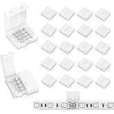 Pmxary 20Pcs 4 Pin LED Strip Connectors for 8mm Wide RGB LED Strip Lights, Solderless Unwired LED Light Connectors, Easily Extend or Splice 4-Pin 8mm Multicolor Strips