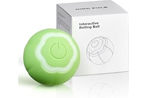 HICC PULE Smart Interactive Cat Toy Ball, Automated Cat Toy Power Ball Cat Toy, Kitten Toy, USB Rechargeable Cat Toys for Indoor Cats with Colorful Light, Floral Pattern, Green