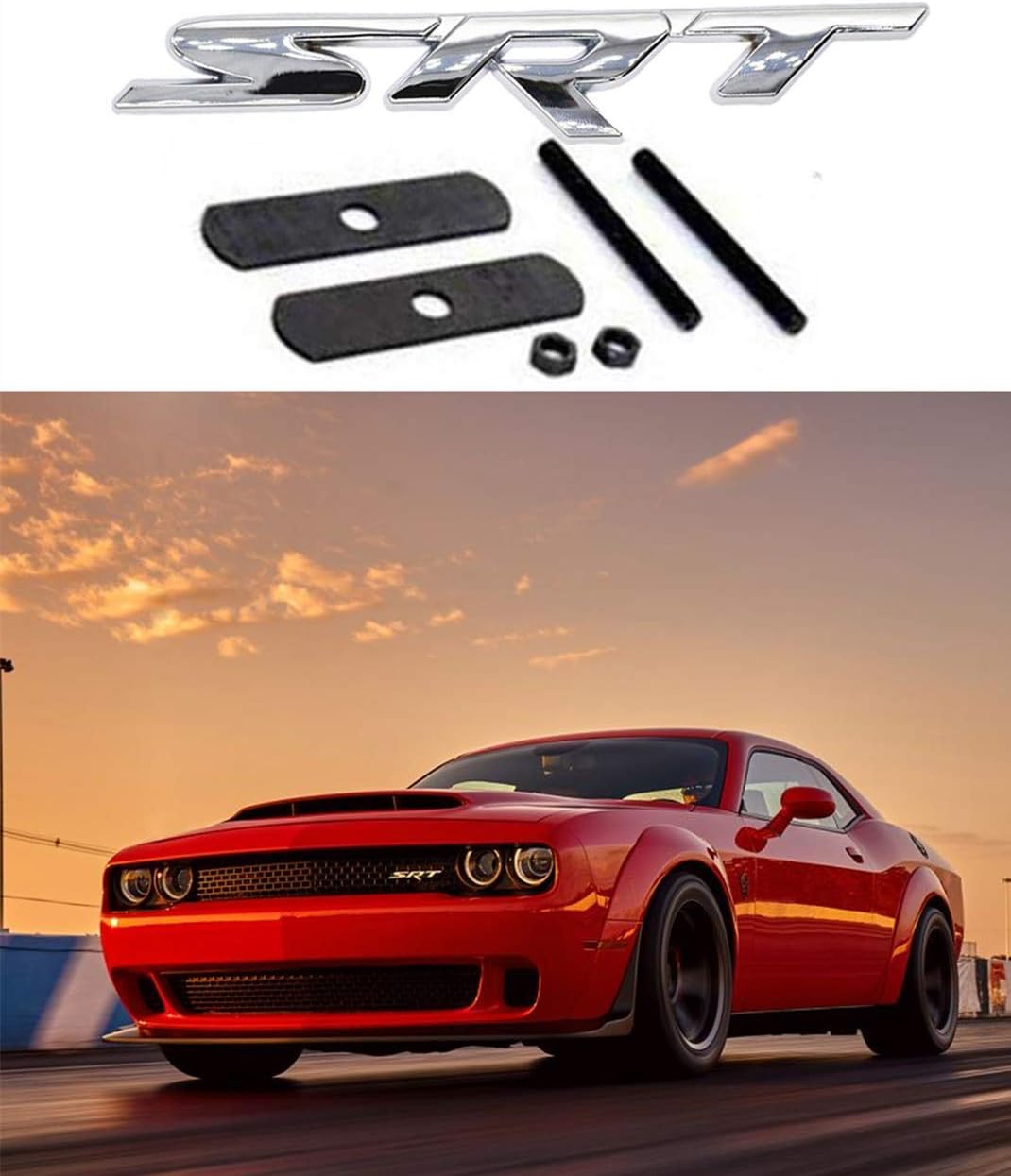 Front Grille Emblem 3D Chrome Badge Metal Power Car Fashion Logo for Viper Challenger Caliber Avenger Charger Durango Ram DIY Car Decoration Sliver-1pcs