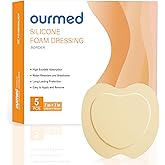 Ourmed Sacrum Silicone Foam Dressing with Border - Sacral Wound Dressing Adhesive for Wound Care, Waterproof Absorbent Bandages for Sacral Ulcer, Pressure Ulcer, 7" x 7", 5 Pack