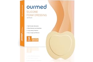 Ourmed Sacrum Silicone Foam Dressing with Border - Sacral Wound Dressing Adhesive for Wound Care, Waterproof Absorbent Bandages for Sacral Ulcer, Pressure Ulcer, 7" x 7", 5 Pack