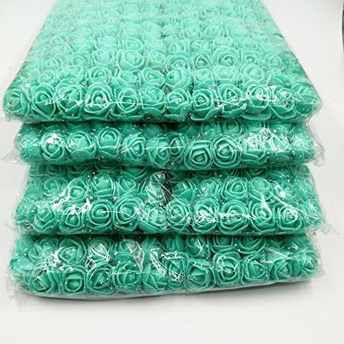 288PCS MINI Foam Roses For Home Wedding Fake Flower Decora Scrapbooking Diy Wreath Gift Box Cheap Artificial Flower Bouquet (tiffany blue)