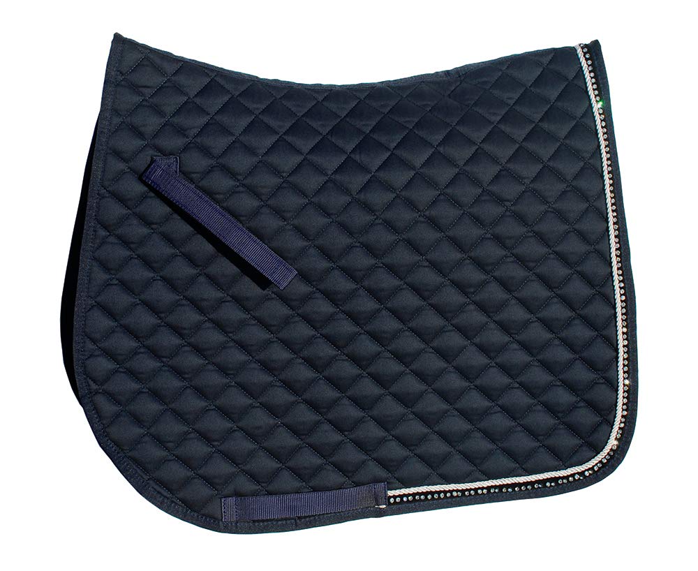 Rhinegold Elite Diamante Trim Saddle Cloth-Pony-Navy
