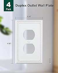 TREEWELL 4-Pack Duplex Outlet Cover Plate, Pure