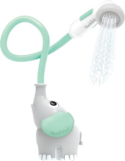 Yookidoo Elephant Bath Shower Head Turquoise Baby Rinser with 2 Trunk Knobs