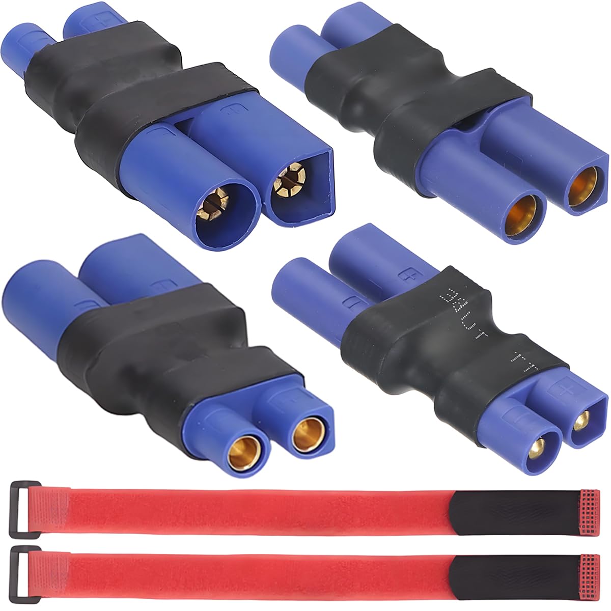 ZHUROUPU 4Pcs EC3 to EC5 Male Female Connector Wireless Adapter, Gold-Plated Copper Contacts PA66 Shell EC3 to EC5 Male Female Conversion Adapter for RC Aircraft Drone Lipo NiMH Battery Charger
