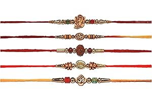 IS4A Set of Assorted Rakhi Bracelets (5 Rakhis) Handmade Rakhi Set of 5 Rakhi Gifts for Brother, Sister, Bhaiya, Bhabhi for Indian Rakhi Raksha Bandhan Festival Rakhi Bracelet