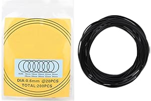 Fayelume 200PCS Watch Parts, 0.6 mm Watch Gasket, Rubber Watch Rings, O Rings Watch Repair Kit Professional, Watch Tools for Accessories Watchmaker