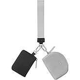 Keychain Wallet Mini Zip Around Wristlet Wallets for Women Detachable Dual Pouch Wristlet Portable Coin Purse Small Wallets With RFID Blocking (Black & Gray)