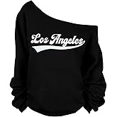 FASHGL Women's Off The Shoulder Sweatshirts Tops Oversized Sweatshirt Streetwear Y2K Jersey Number Graphic Long Sleeve