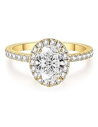 Oivley 1.5CT Oval Halo Engagement Rings for