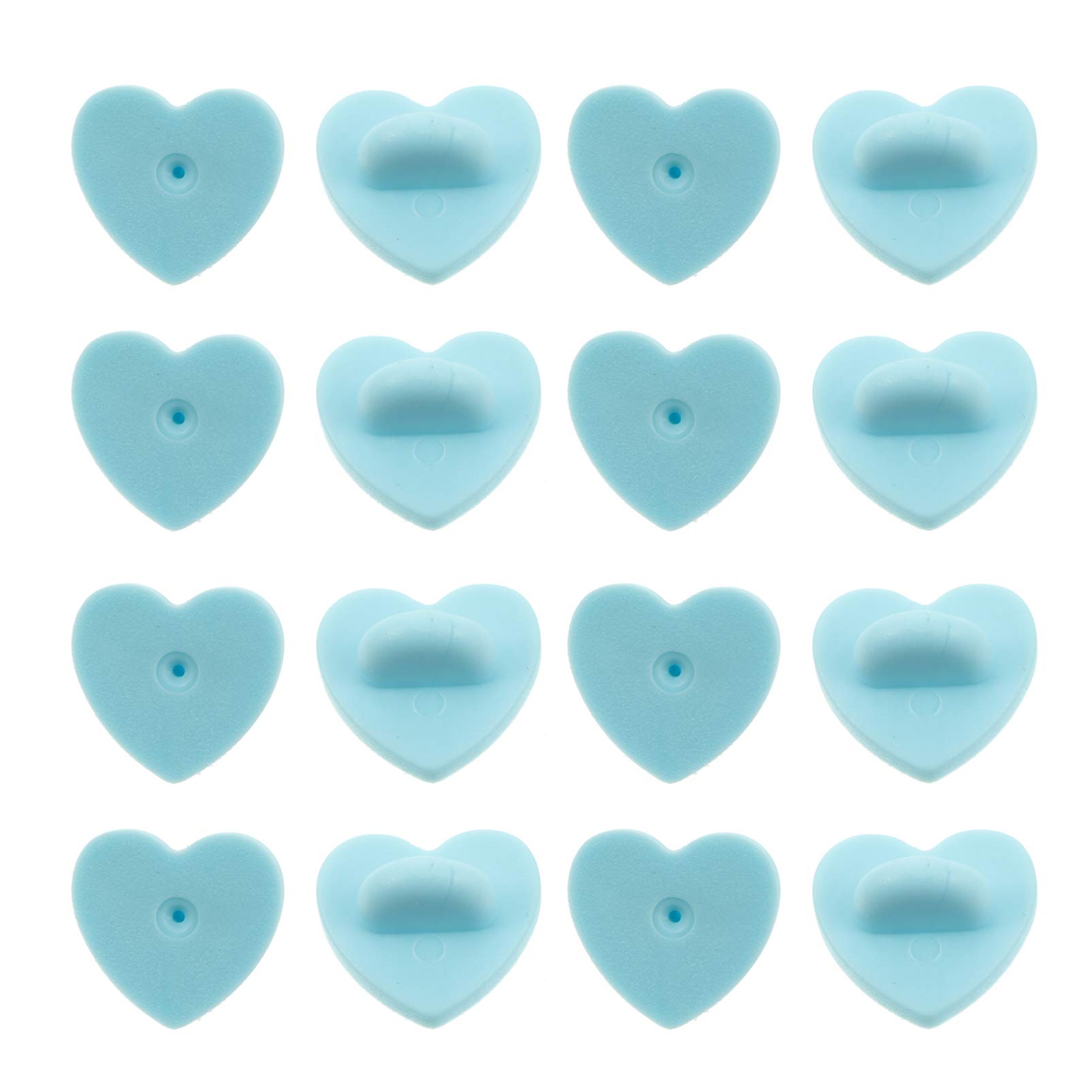 Healifty 100pcs Rubber Pin Backs Heart Shape Butterfly Clutch Backings Pin Holder Keepers Cap Replacement for Badges Lapel Pin DIY Accessory (Blue)