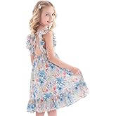 WELAKEN Girls Summer Dresses Flutter Sleeve Criss Cross Back A-Line Sundress