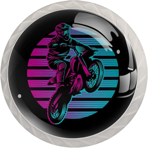 Farbige Motorrad-Schubladenknauf, rund, Glas, Türgriff, Schubladenknauf