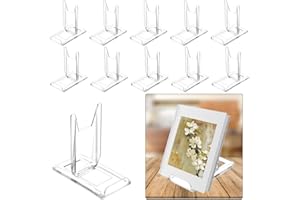 TERDEWE （10 Pack ）Acrylic Book Stand for Display Adjustable Clear Display Holder Easel Collector Stand for Home Office Back to School Comic Album CD Magazine Postcard Artworks (4.2 x 4.3 x 2.35 Inch)
