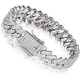 PY BLING 12mm Mens Women Heavy Iced Out Miami Cuban Link Chain or Bracelet 14K Gold White Rose Gold Plated CZ Lab Diamond Hip Hop Jewelry Necklace Choker with Gift Box