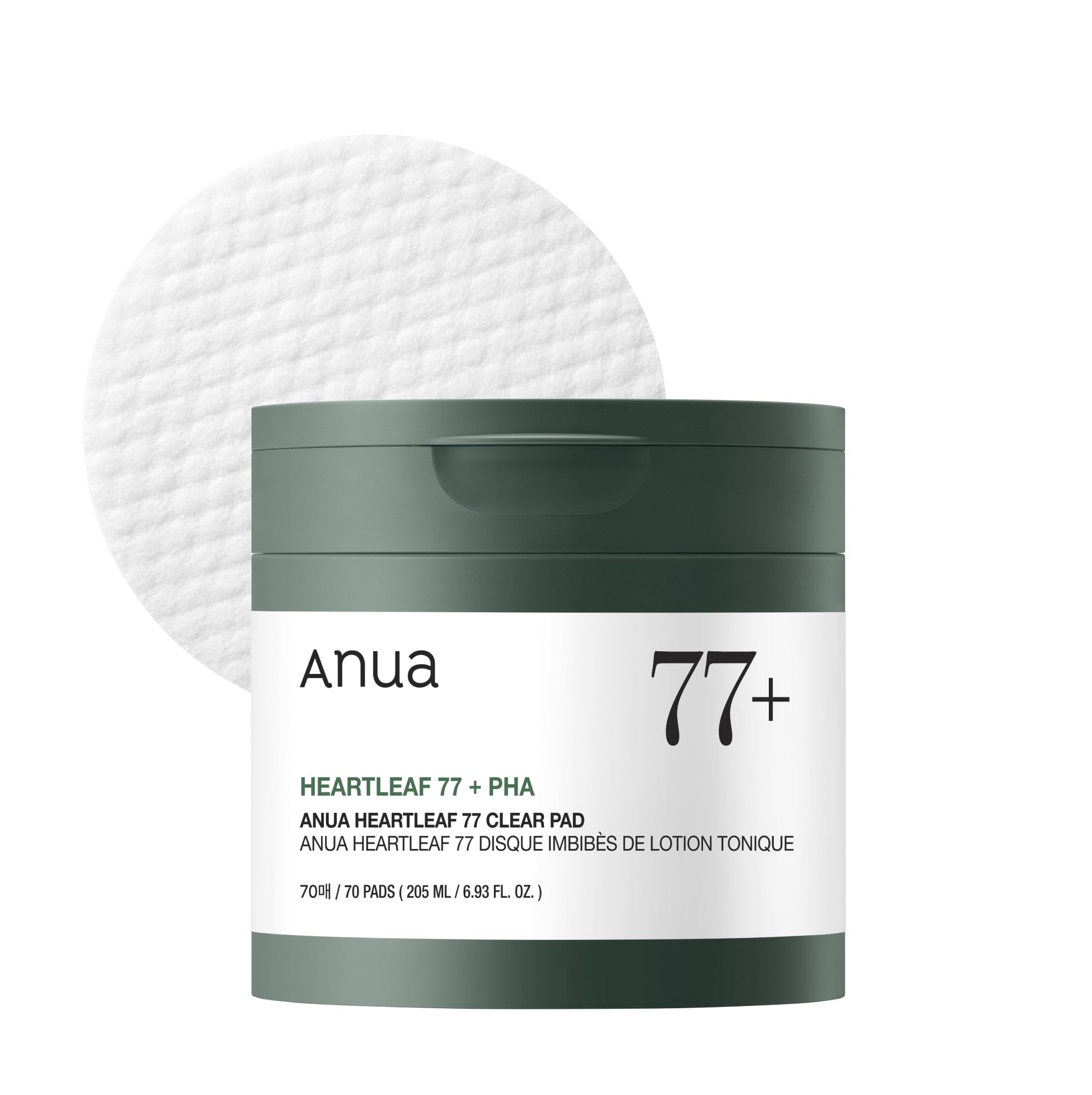 ANUA Heartleaf 77 Toner Pads, Mild Exfoliating Facial Pad for Glass Skin, Hydrating Pore Care for Sensitive Skin, Heartleaf Extract, PHA, Centella, Non comedogenic, Korean Skin Care, 70 Pads