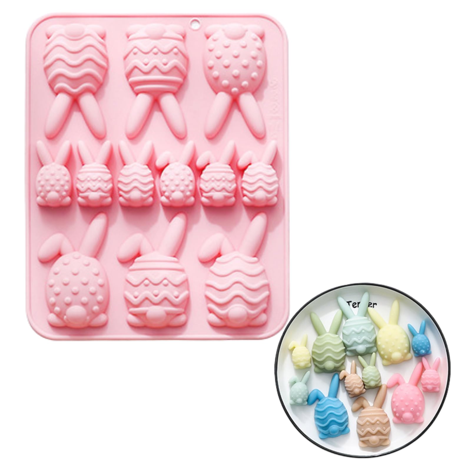 PTaizjjz Easter Silicone Mould 12 Cavity Egg Shapes Mould Rabbit Mould for DIY Chocolate,Candy,Jelly