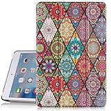 iPad Mini 4 Case, Hocase PU Leather Smart Case w/Unique Pattern Design, Auto Sleep/Wake Feature, Microfiber Lining Hard Back Cover for iPad Model A1538/A1550 (2015) - Mandala Flowers