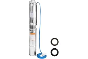 WASSERMANN 4" Deep Well Pump Submersible Well Pump with 10FT Cable,1/2HP,110V/60Hz,28GPM,179FT Head,Stainless Steel Submersible Borehole Well Water Pump for Home Farmland Irrigation and Factories