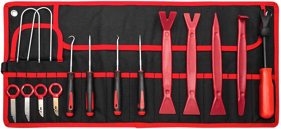 BeiLan15pcs Auto trim removal tool set,Car Radio Audio Removal Install Key Kit Stereo Dash CD Player Removal Tool Set