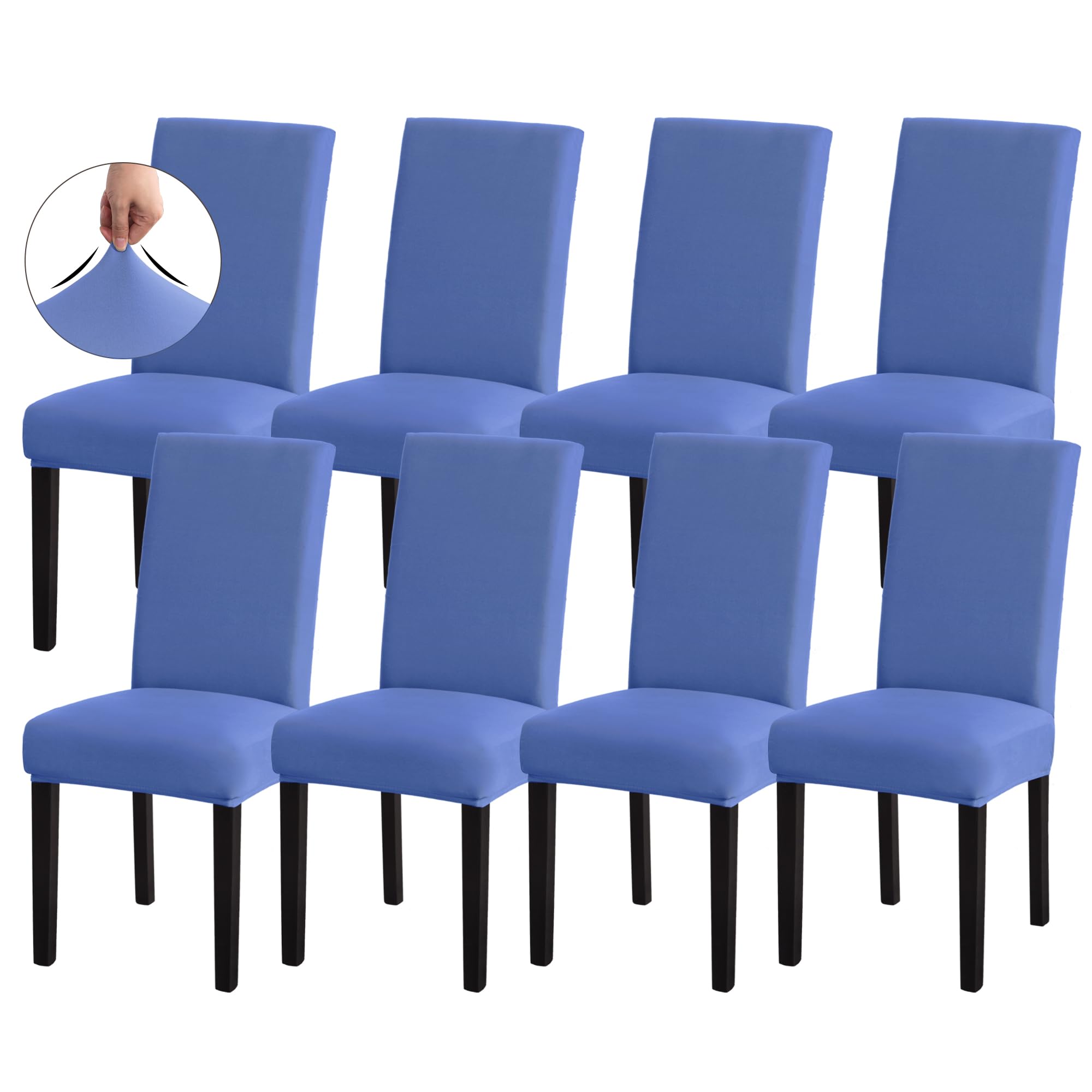 Sufdari Dining Chair Covers,Kitchen Chair Cover,Parsons Chair Slipcover,Spandex Chair Protectors for Dining Room Stretch Chairs Cover Set of 8 -Fog Blue Image
