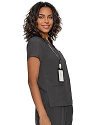 floralhue Scrub Tops for Women, Curved V-Neck Scrub