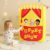 Alvantor&reg; Pop Up Puppet Show Theater &amp; Lemonade Stand 2 in 1 Kids Tent | 29"X29"X43"H Play Tent Playhouse Puppet Stage Tabletop Sets for Toddlers Curtain Foldable, Indoor &amp; Outdoor Children Drama