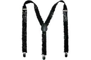 CTM® Women's Elastic Sequins Clip-End Suspenders, Black